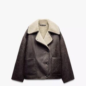 Zara ZW Collection Shearling Faux Leather Jacket